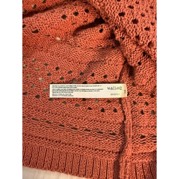 Brand Free People Beach Crochet 2 Piece Set Rust Orange Vest & Mini Skirt Small - Picture 14 of 16